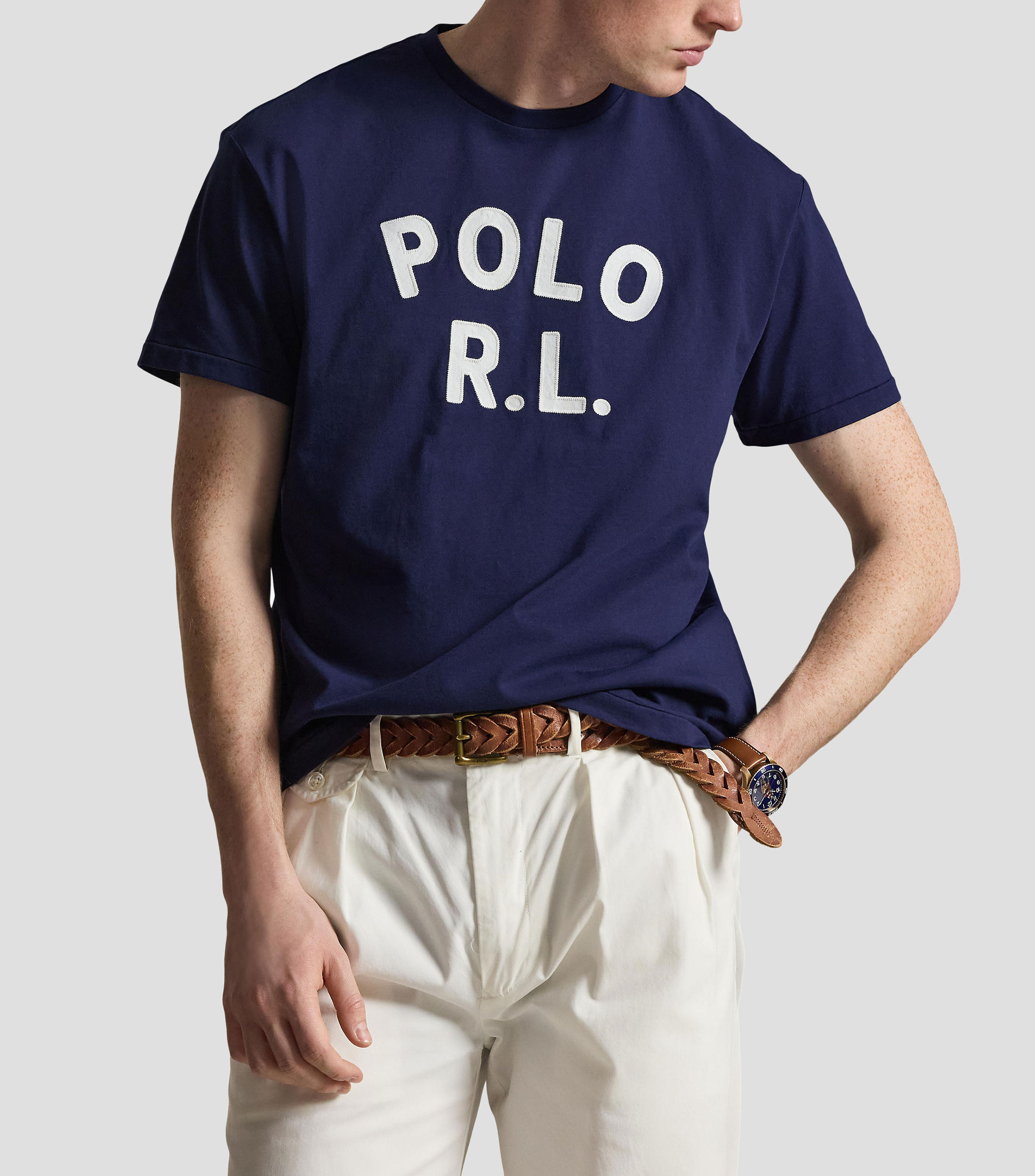 Playera cuello redondo manga corta estampada Hombre